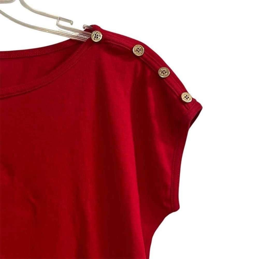 Talbots Women's Red Button Shoulder Blouse‎ Size S Casual Top - Picture 3 of 9